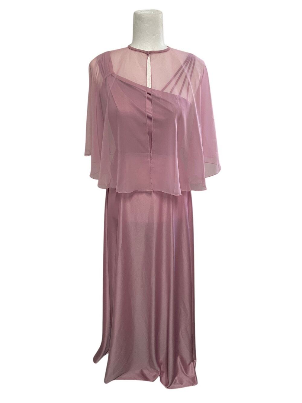Vtg 60s JC Penney Pink Prom Dress Maxi With Cape Size 2 Small